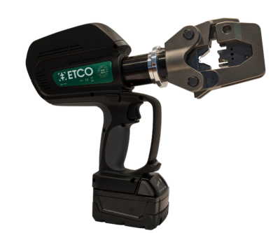 ETCO's portable battery terminal crimper is the only loose piece F crimp style hand tool on the market.