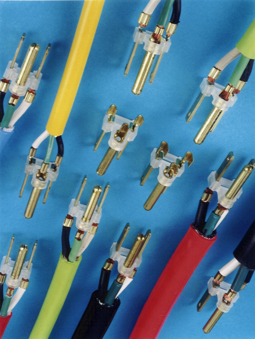 Male Bridge Power Cord Assembly Same Directions Crimp Ears Speed Wire