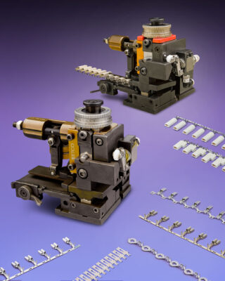 ETCO Mini-Applicators can be used with automatic equipment or stand-alone bench presses such as Tyco/Amp, Artos, and Komax. Adjustments and tooling changes are extremely easy to make.